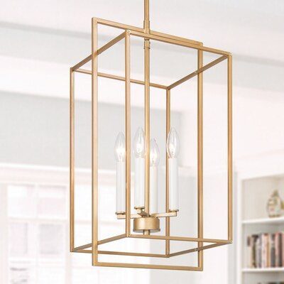 LNC  Ellan 4-Light Gold and White Candle Holder Modern/Contemporary Geometric LED Kitchen Island... | Lowe's