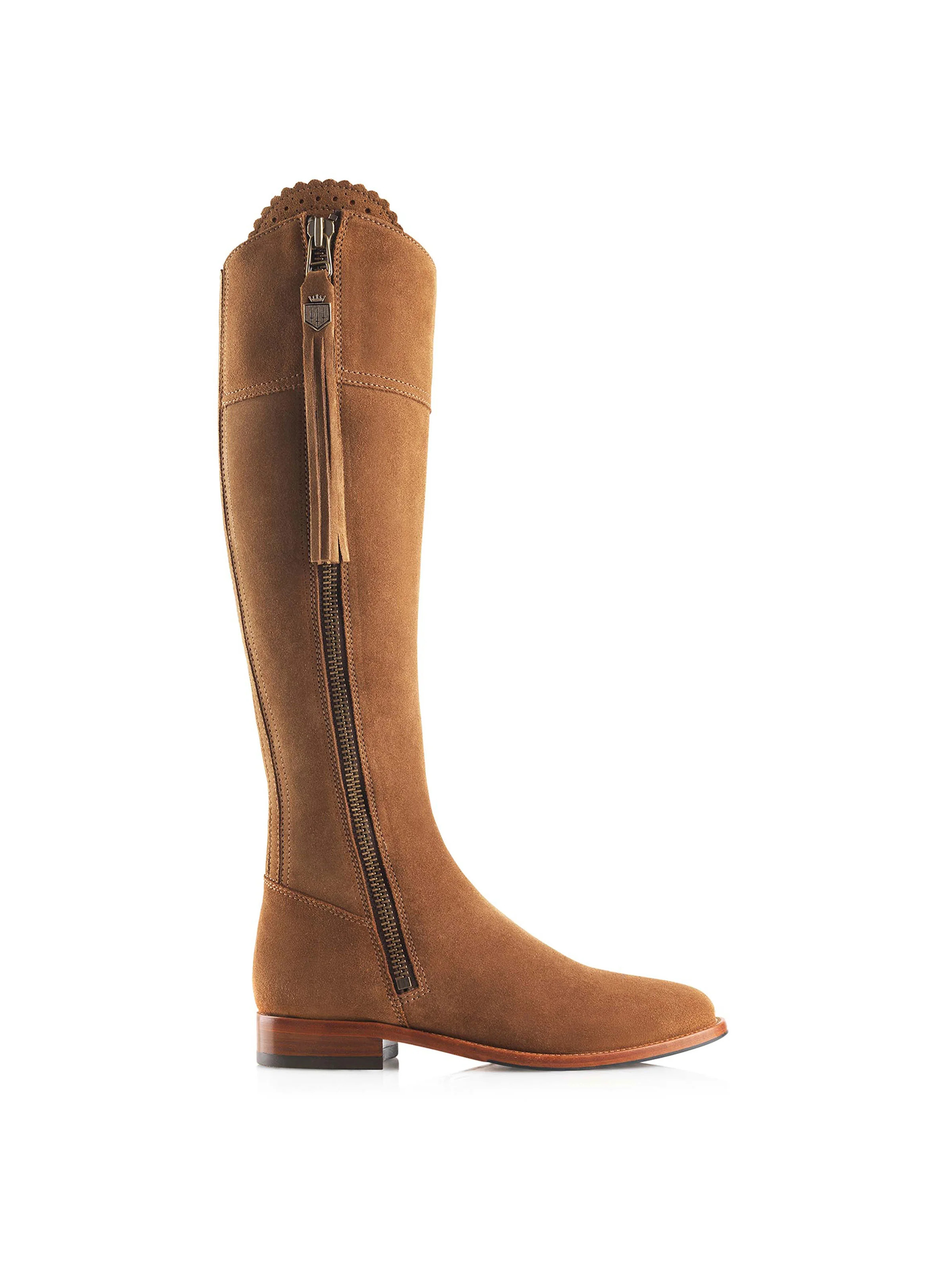 Regina - Women's Petite Tall Boots - Tan Suede | Fairfax & Favor | Fairfax & Favor (UK)
