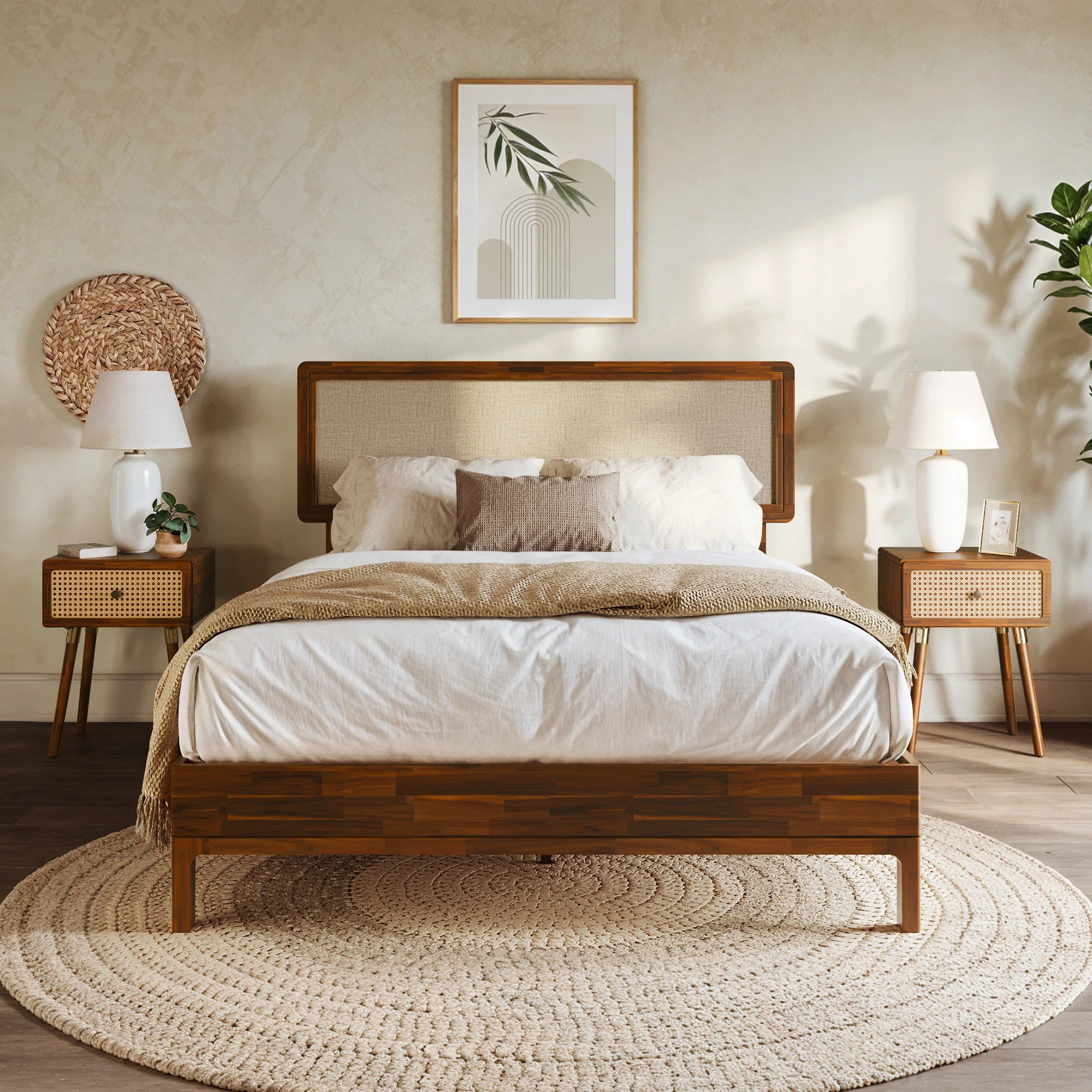 Anspach Solid Wood Platform Bed with Headboard, Bohemian Bed Frame | Wayfair North America