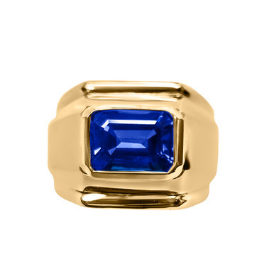 2CT(9x6) Bezel Set Emerald Cut Ring | Fantasia by DeSerio