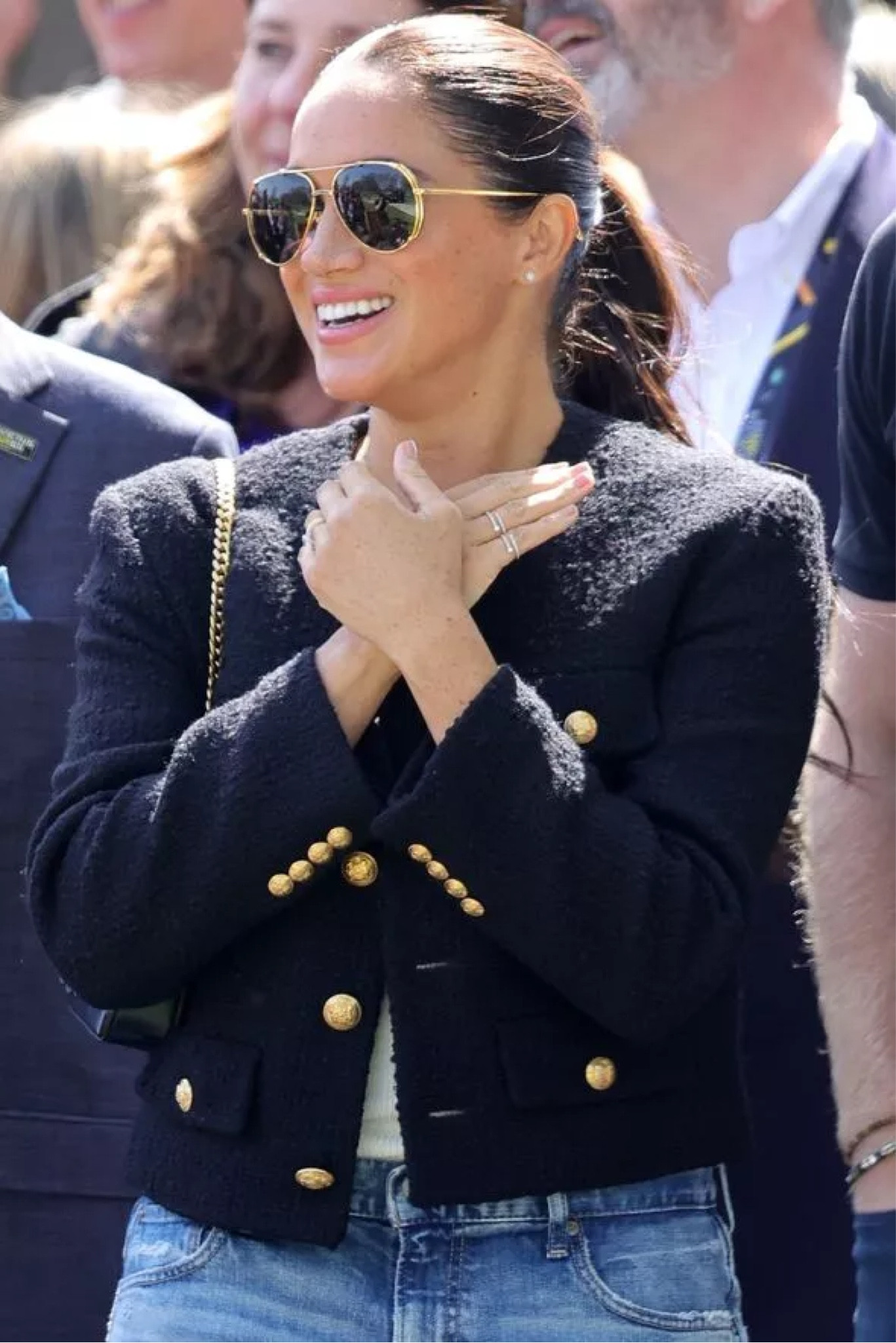 Shop Meghan Markle's gold aviator sunglasses, skinny jeans and tweed jackets 

#LTKstyletip #LTKsalealert #LTKworkwear