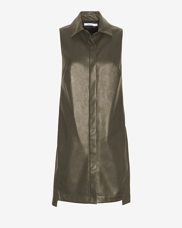 Bailey 44 Exclusive Leather-Like Shirtdress: Olive | Intermix