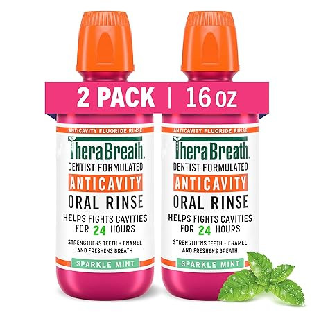 TheraBreath Anticavity Fluoride Mouthwash, Sparkle Mint, Dentist Formulated, 16 Fl Oz (2-Pack). | Amazon (US)