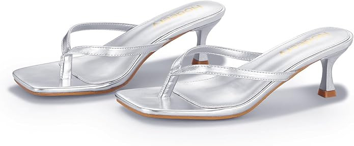 Women's Kitten Heels Thong Sandals Open Square Toe Flip Flop Low Heels 2.5 Inch Slip On Sexy Wome... | Amazon (US)