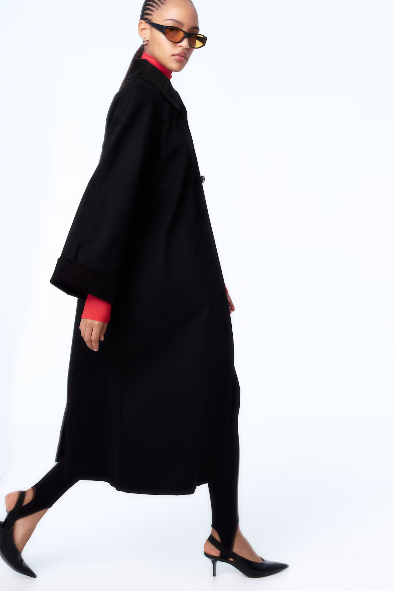 Cotton twill coat - Long sleeve - Long - Black - Ladies | H&M GB | H&M (UK, MY, IN, SG, PH, TW, HK)
