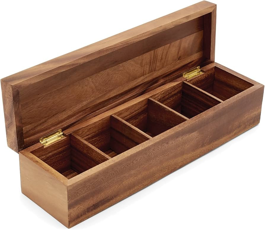 Ironwood Gourmet 5 Compartment Organizer, Large Tea Box, 15.25" x 3.75" x 4" | Amazon (US)