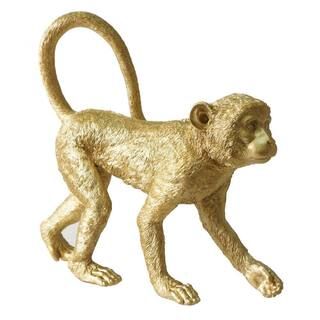 Benjara Gold Polyresin Standing Monkey Accent Figurine with Fur Like Texture BM221177 | The Home Depot