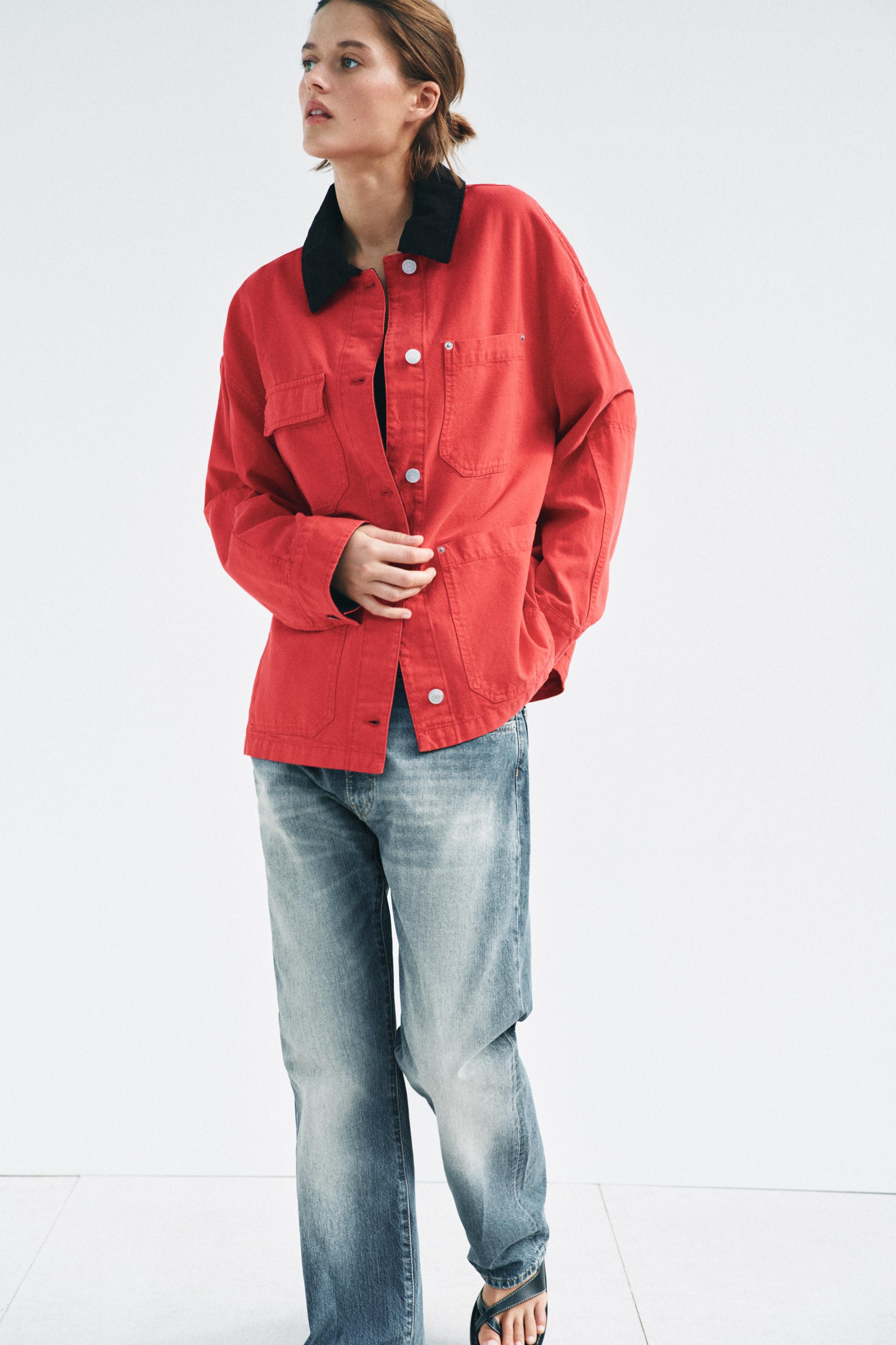 ZW COLLECTION CONTRAST-COLLAR OVERSHIRT | Zara UK