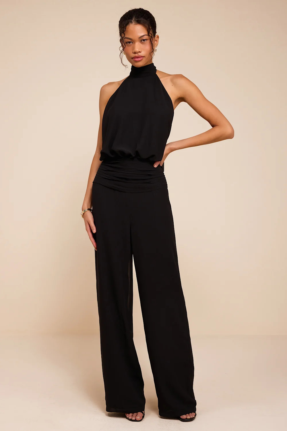 Kacey Black Backless Halter Jumpsuit | Lulus