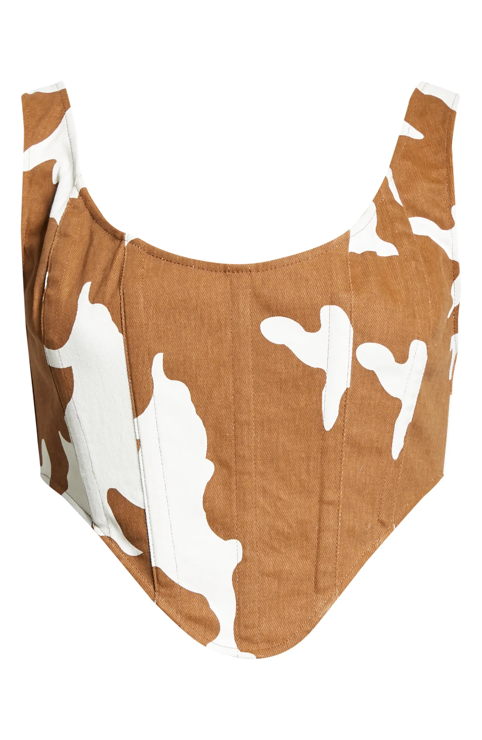 BY.DYLN Marley Cow Print Corset Crop Top | Nordstrom | Nordstrom
