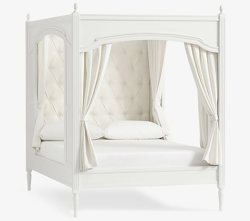 Blythe Carriage Bed with Curtains, Full, French White | Pottery Barn Kids
