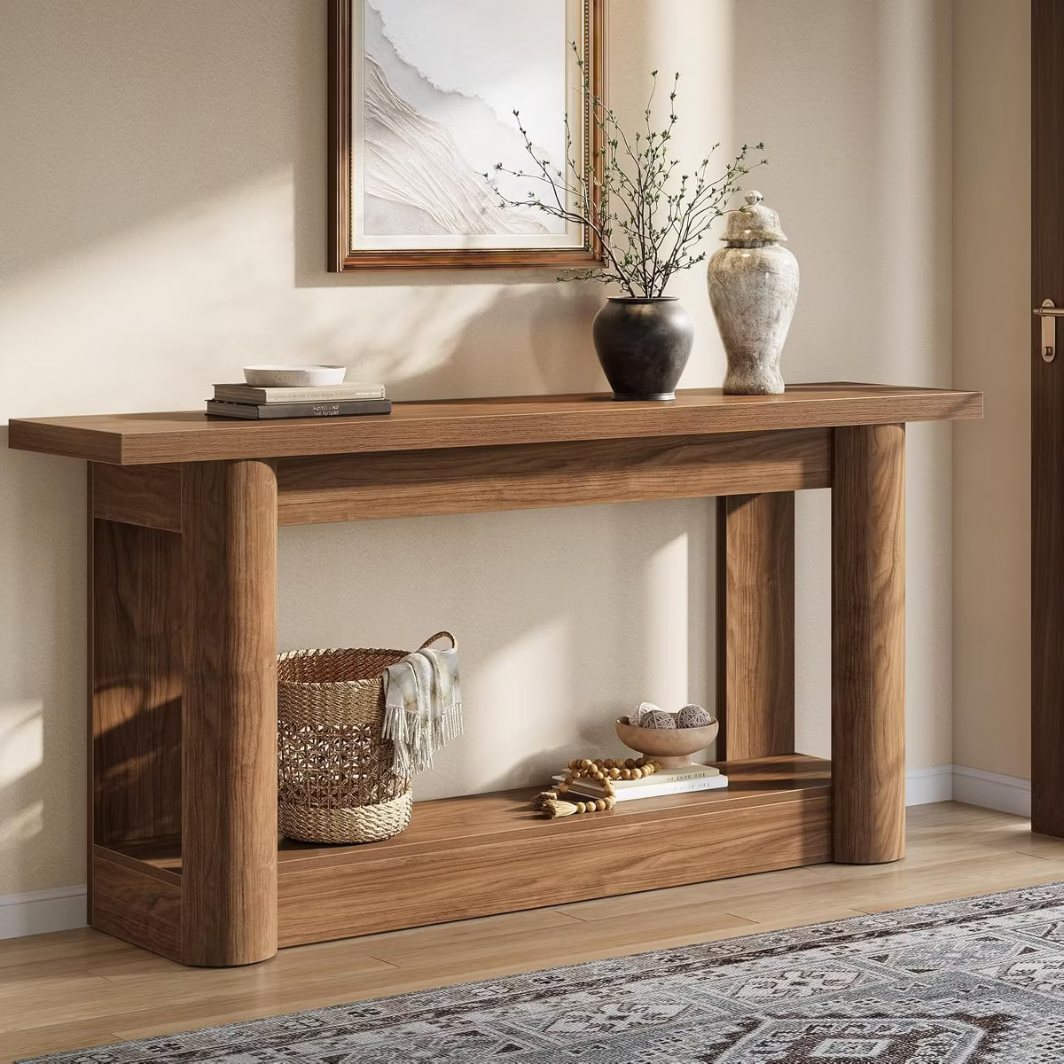 Lantine 2-Tier Farmhouse Console Table, Narrow Long Sofa Table Behind The Couch | Target