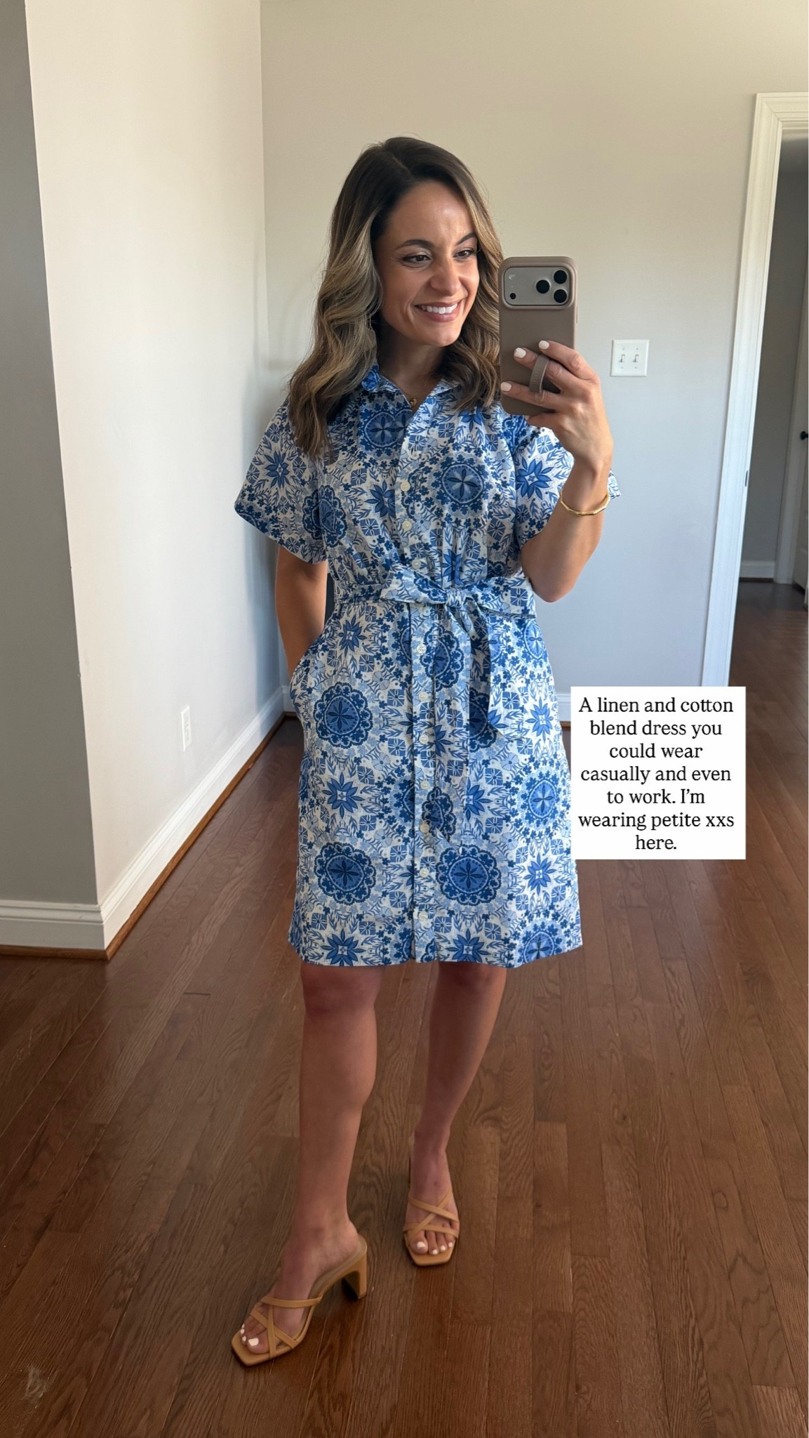 Petite-friendly dress with sleeves! 

Printed blue dress (LOFT): petite xxs