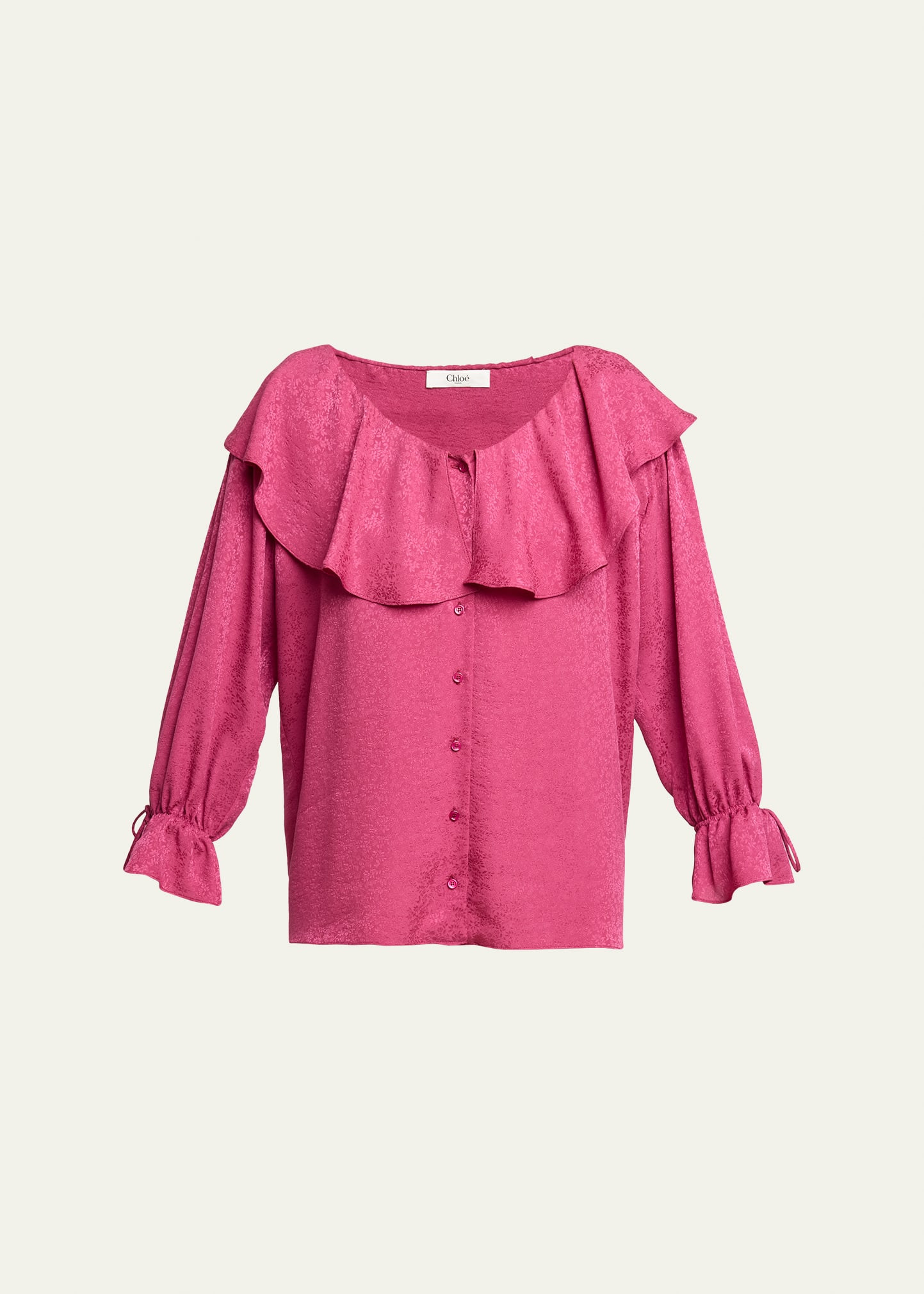 Chloe Ruffle Floral Silk Jacquard Button-Front Top | Bergdorf Goodman