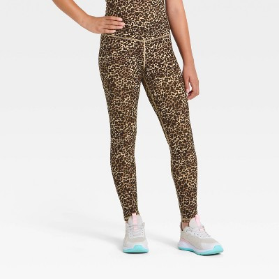 Girls' High-Rise Everyday Soft  Crossover Waistband Leggings - All In Motion™ Leopard M | Target