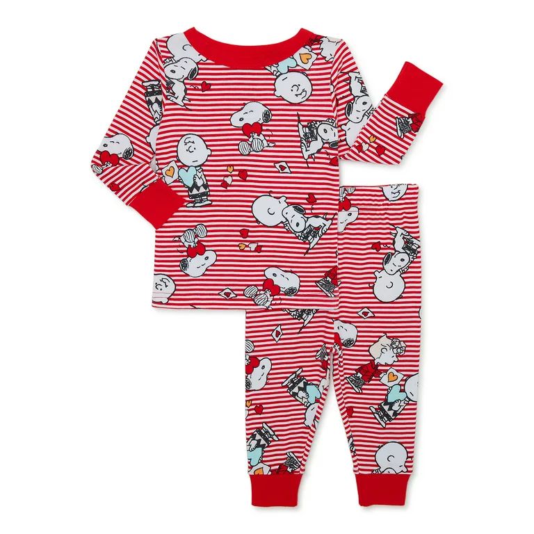 Peanuts Snoopy and Charlie Brown Toddler Unisex Valentine's Day Long Sleeve Top and Pants, 2-Piec... | Walmart (US)