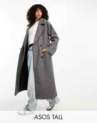 ASOS DESIGN Tall oversized chuck on coat in charcoal boucle | ASOS (Global)