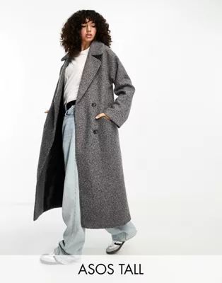 ASOS DESIGN Tall oversized chuck on coat in charcoal boucle | ASOS (Global)