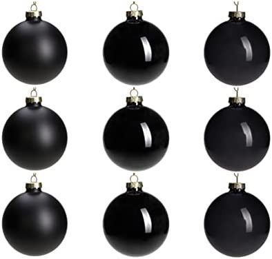 DN DECONATION Black Glass Christmas Ball Ornaments, 3.15” Hanging Christmas Baubles for Xmas Tr... | Amazon (US)