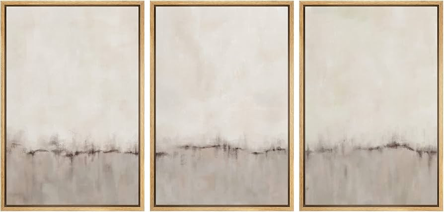 SIGNFORD Framed Canvas Print Wall Art Set Gray Pastel Watercolor Color Field Abstract Shapes Illu... | Amazon (US)