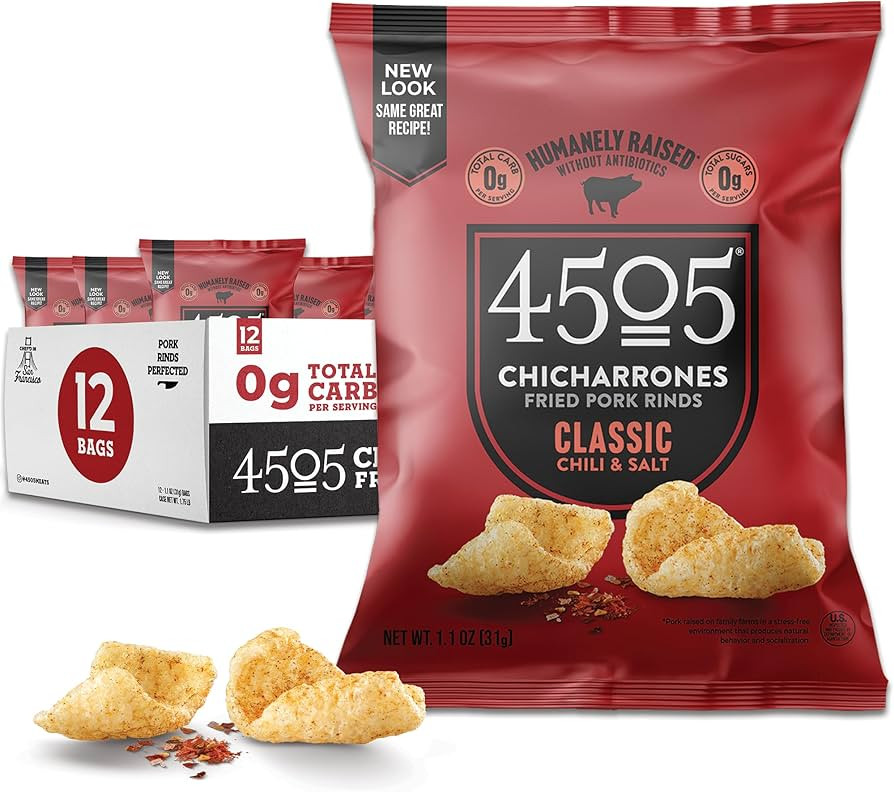 4505 Chicharrones Fried Pork Rinds - Flavored Pork Skins - Low Carb, Gluten-Free, Protein Snack (... | Amazon (US)