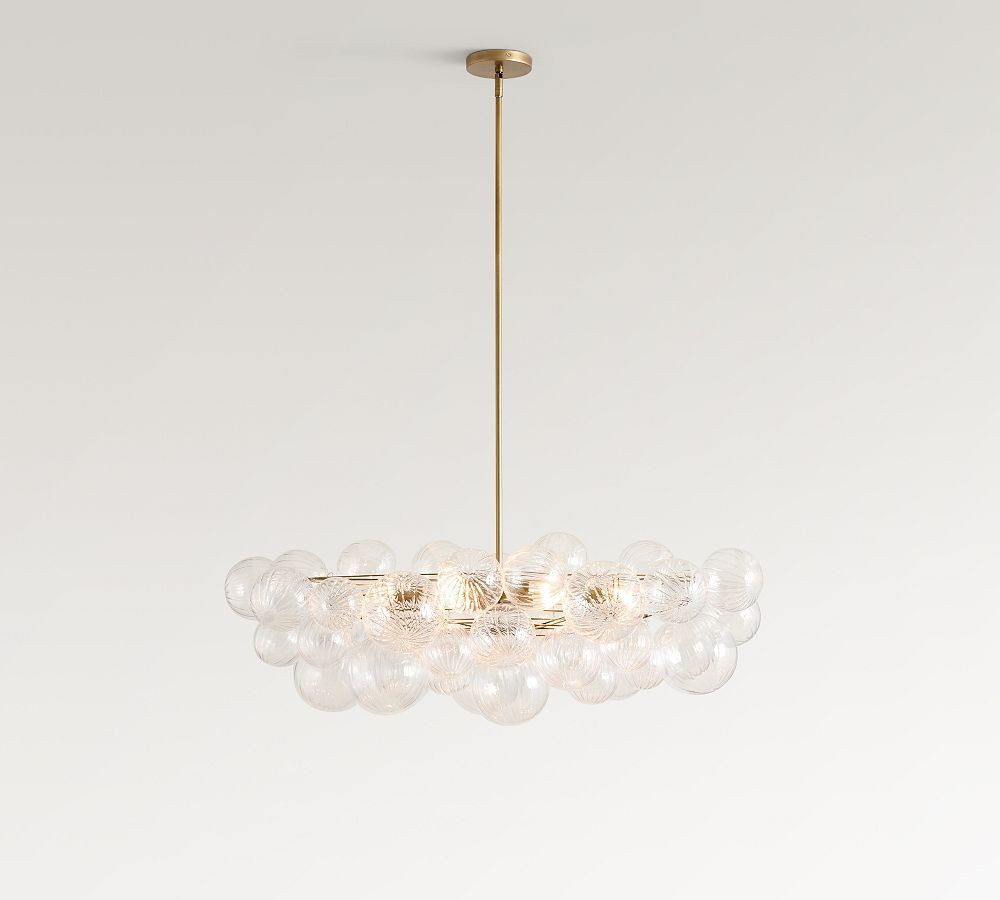 Cooper Glass Bubbled Oval 40"" Chandelier, Vintage Brass | Pottery Barn (US)