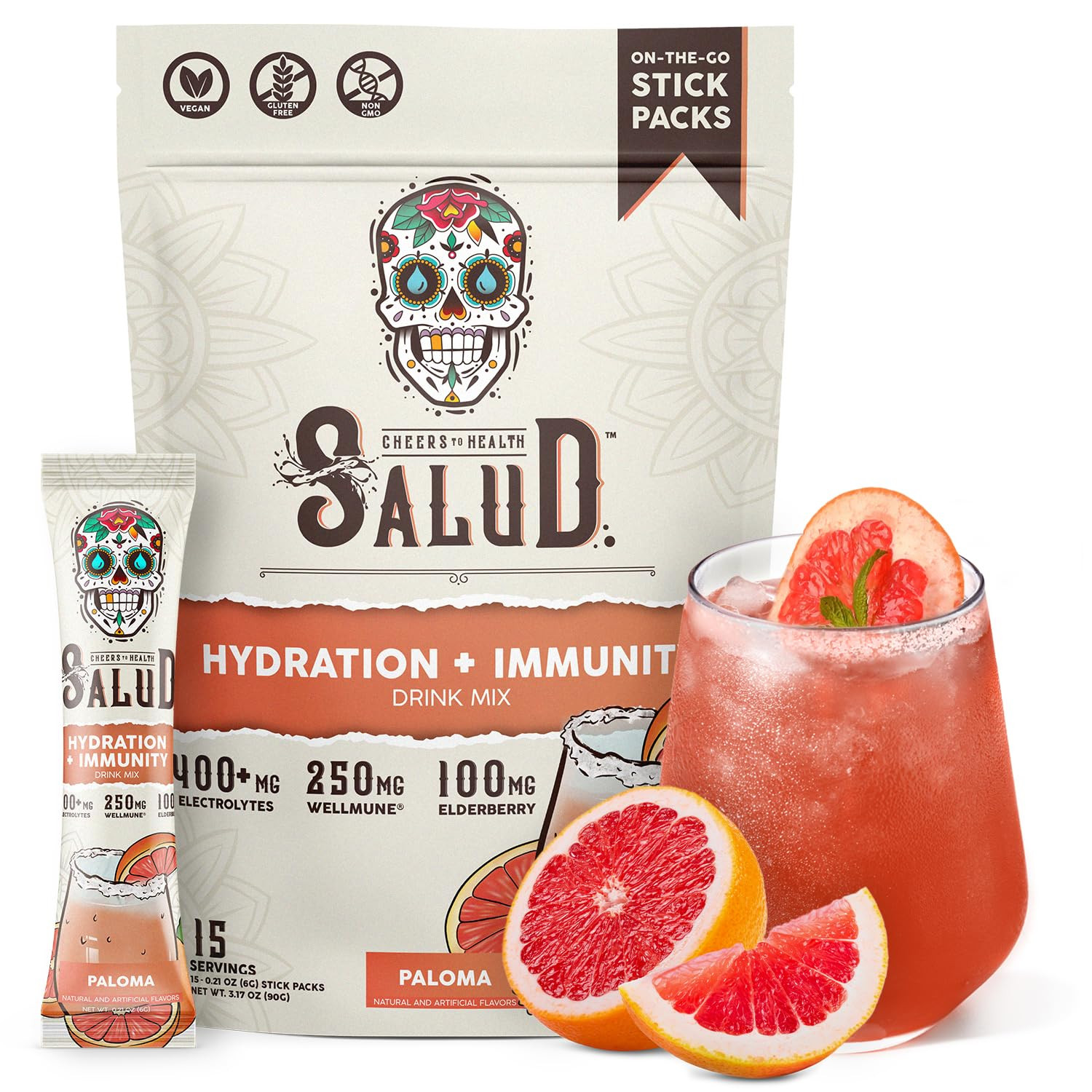 Salud 2-in-1 Hydration Packets + Immunity Electrolytes Powder, Paloma - Agua Fresca Drink Mix, El... | Amazon (US)