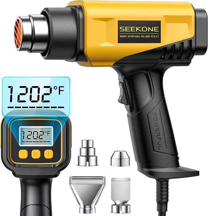 SEEKONE 1800W Compact Heat Gun with LCD Display 122℉-1202℉ for Crafting | Amazon (US)