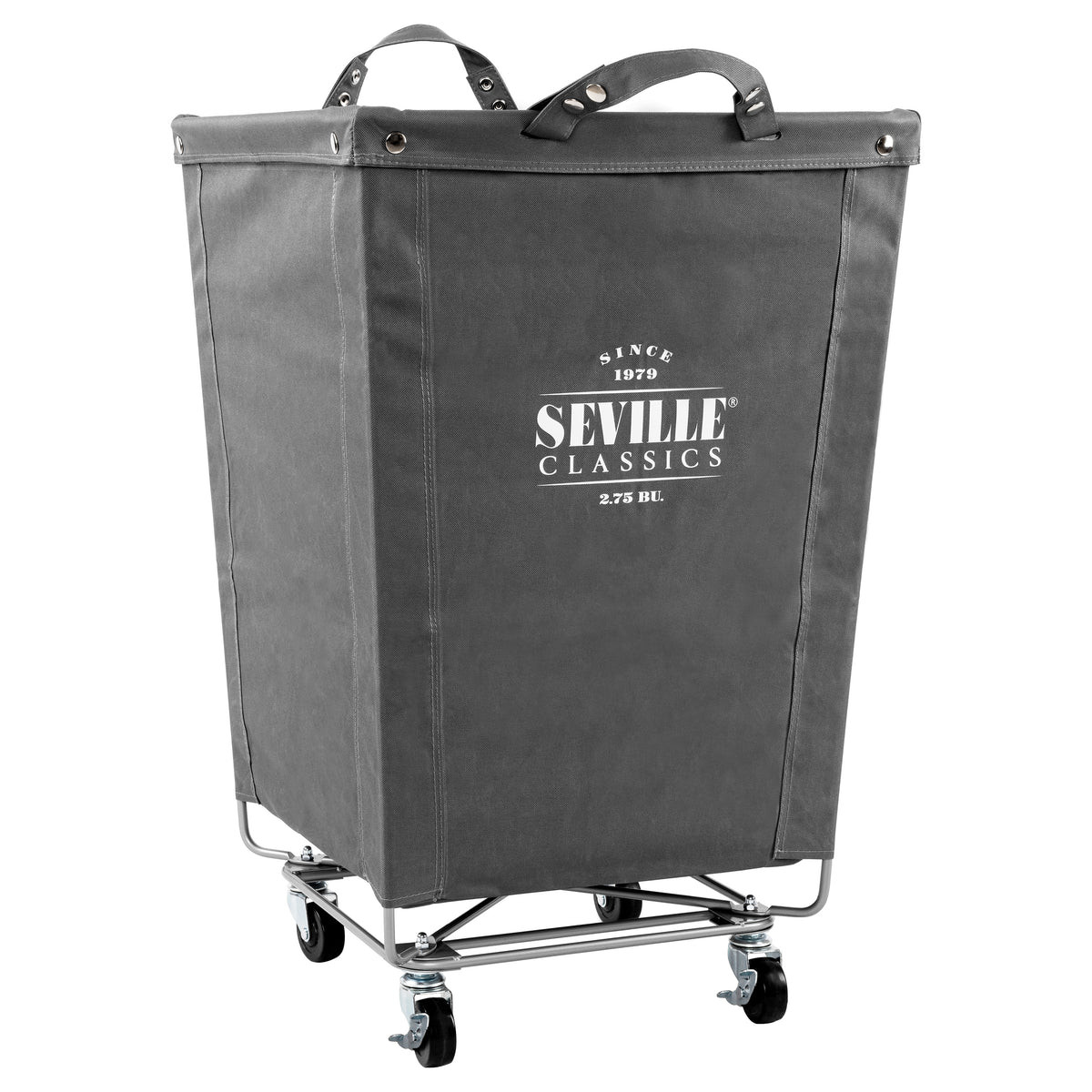 Heavy-Duty Rolling Laundry Hamper, 18.25"W x 18.25"D x 27.5"H, Gray | Seville Classics