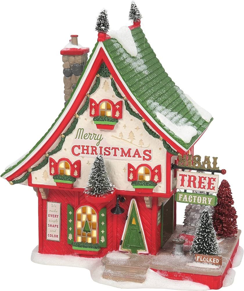 Department 56 North Pole Village Sisal Tree Factory Lit Building, 7.76 Inch, Multicolor | Amazon (US)