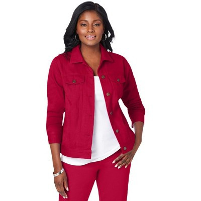 Jessica London Classic Cotton Denim Jacket - 36, Classic Red | Target