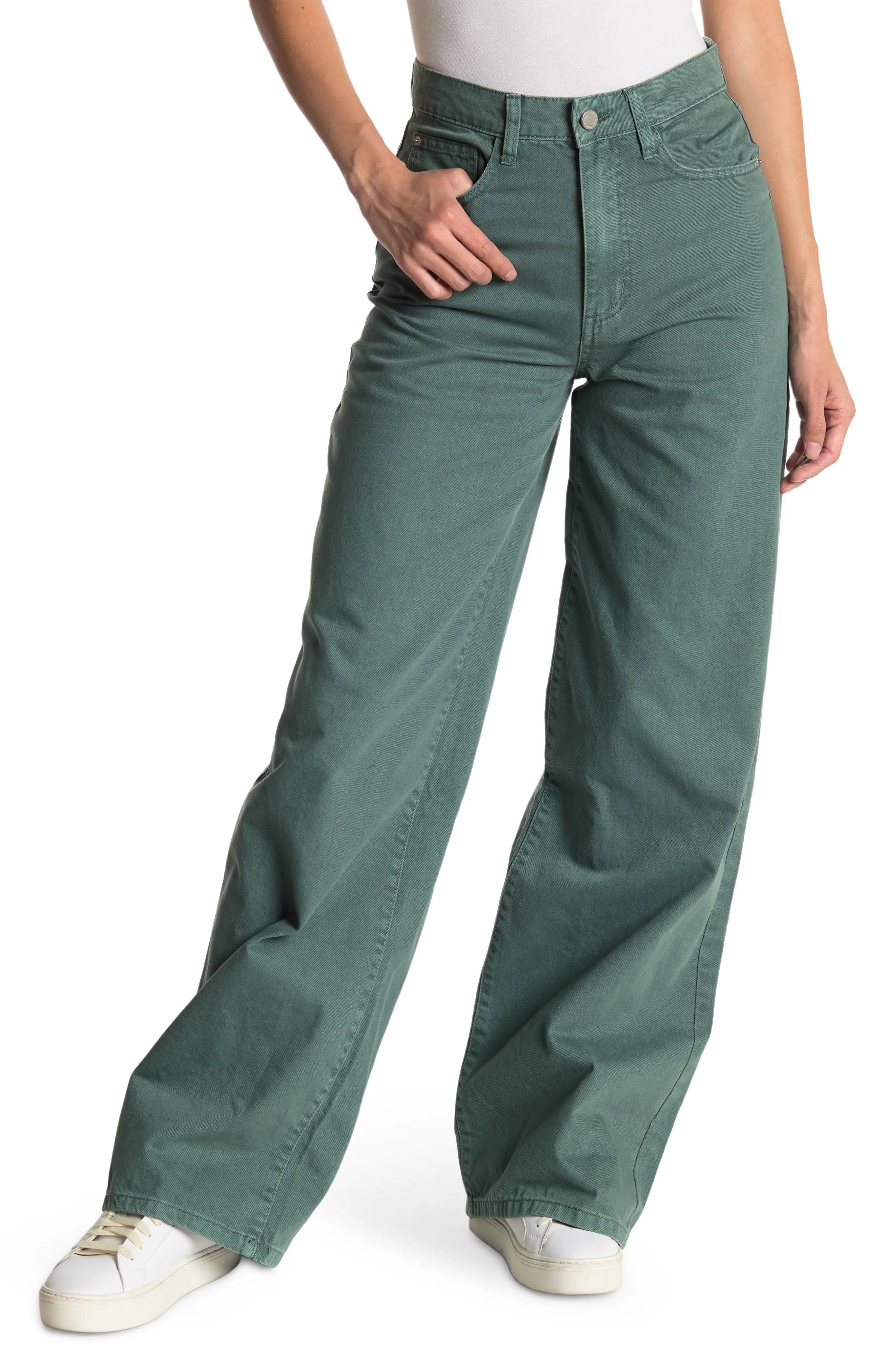 We Wore What High Waist Wide Leg Jeans in Green at Nordstrom, Size 24 | Nordstrom