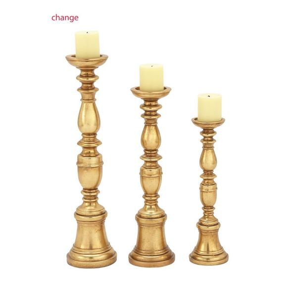 Ornamental Ps Gold Candle Holder (Set Of 3) | Bed Bath & Beyond