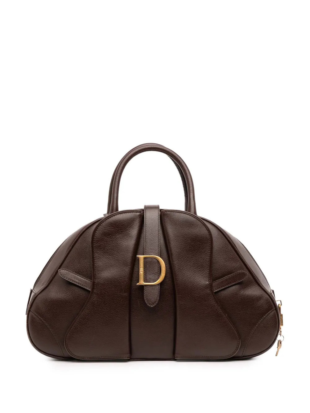 Christian Dior Pre-Owned 2001 Calfskin Double Saddle Bowler Bag handbag - Brown | Farfetch Global
