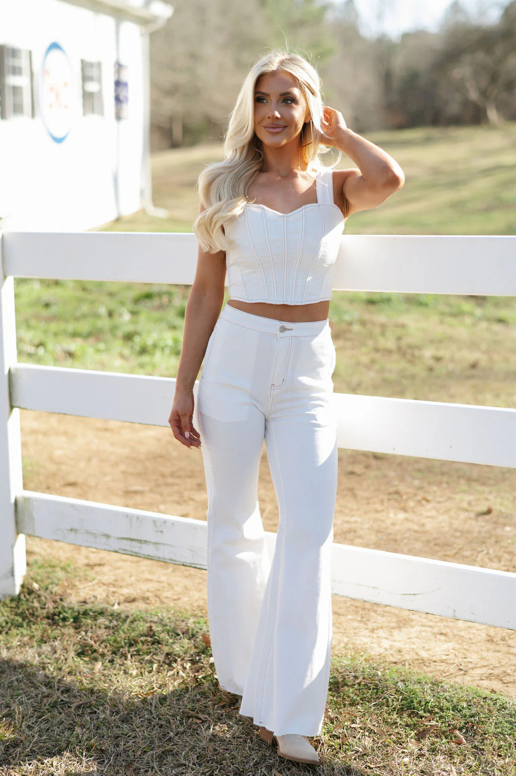 Aaron Denim Pants Set-Ecru | These Three