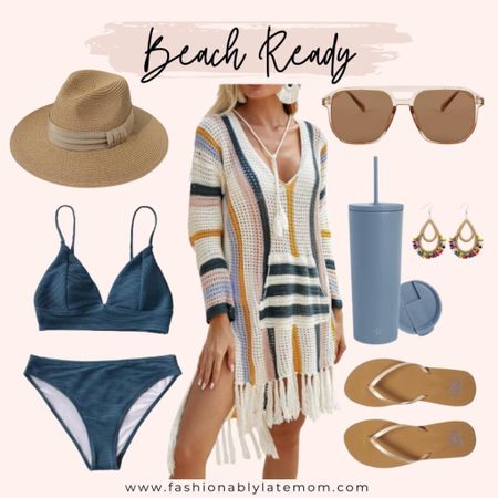 Beach ready!
Fashionablylatemom 
Flip flops 
Sunglasses 
Cup

#LTKswim #LTKshoecrush