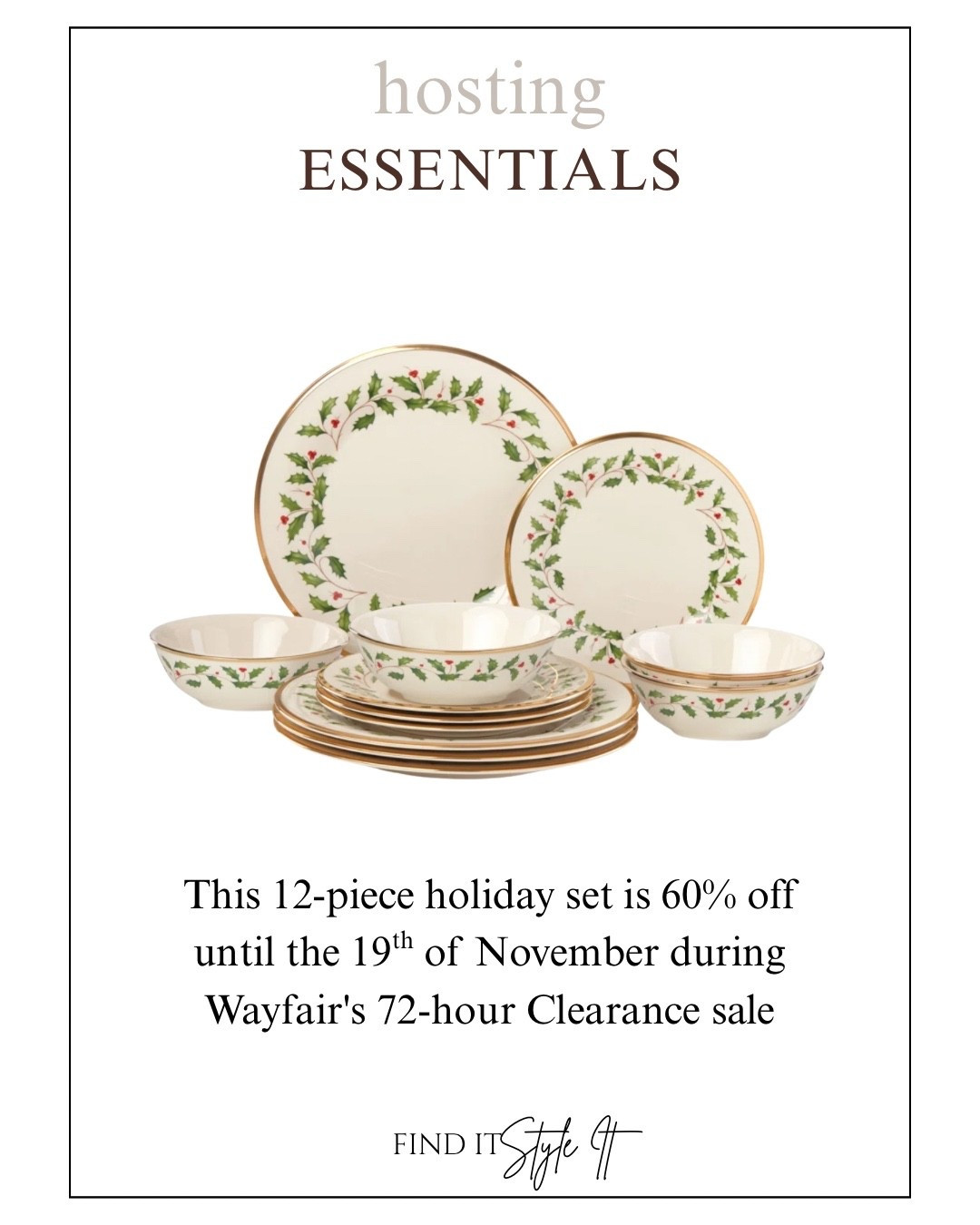Timeless holiday dinnerware set on sale during Wayfair 72 hour clearance sale. Ends November 19th. 

#christmas #dinnerware #ltkchristmas #ltkxwayday #wayfaircanada 

#LTKhome #LTKsale #LTKholiday