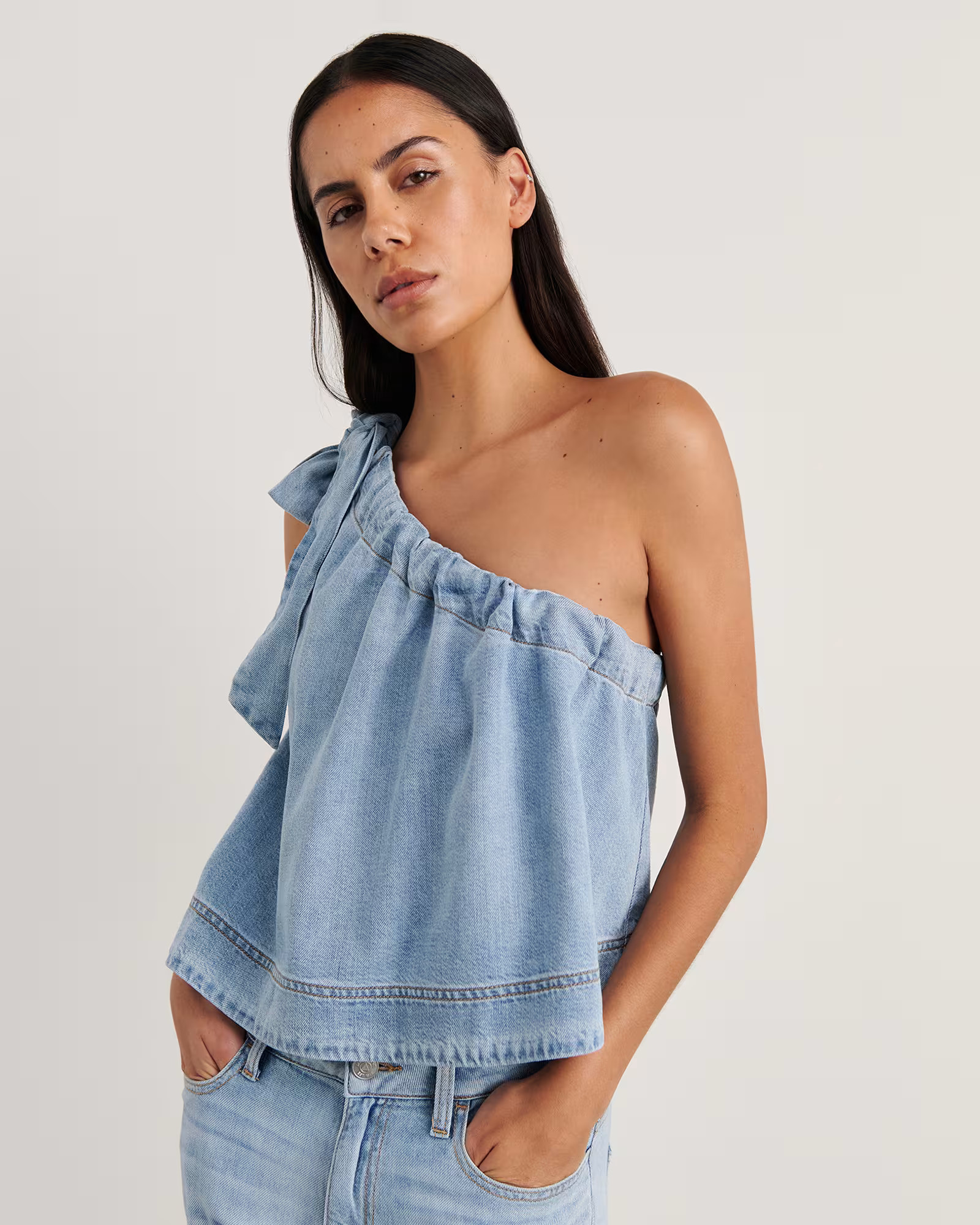 Loe Denim One Shoulder Top | JAG (Australia & New Zealand)