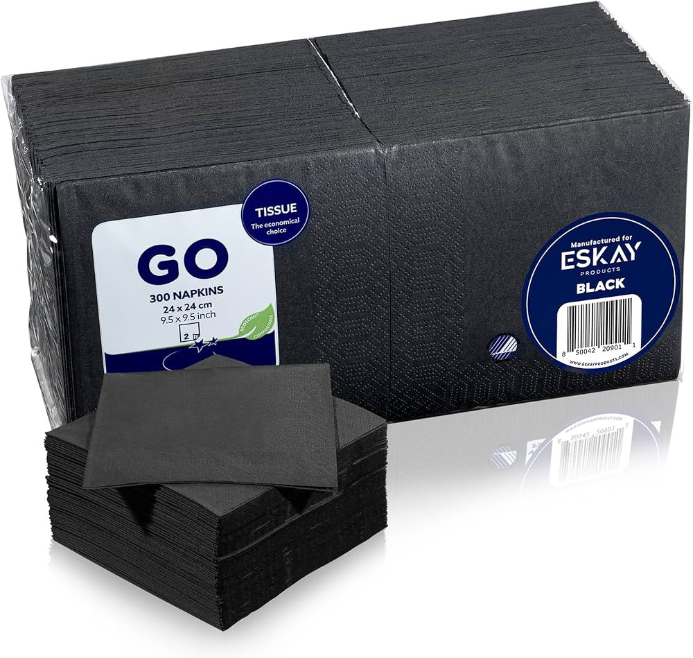 Black Beverage Napkins, 2-Ply Disposable Paper Napkins-Bar, Cocktail, Weddings, Birthday, EU Made... | Amazon (US)
