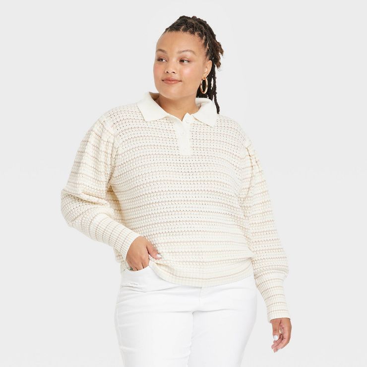 Women's Plus Size Collared Pullover Sweater - Ava & Viv™ | Target