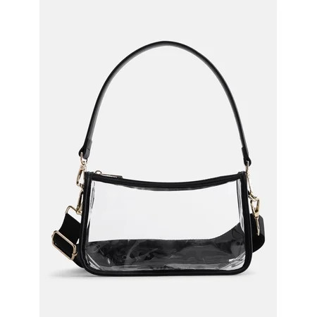 No Boundaries Women's Game Day Clear Mini Shoulder Bag, Black | Walmart (US)