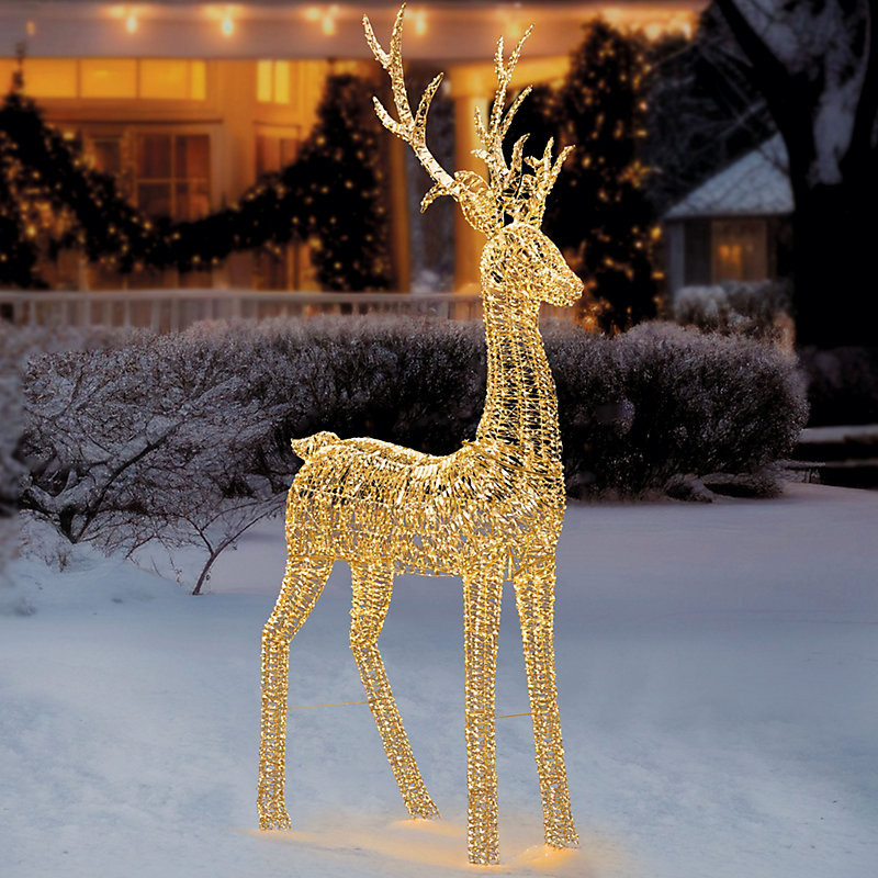 Gold Foil Micro LED Outdoor 9' Reindeer - Ballard Designs | Ballard Designs, Inc.