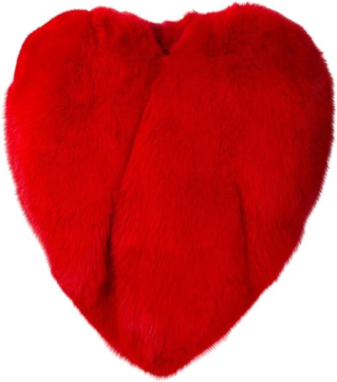 AZIZY Women's Red Faux Fur Fox Heart Cape Outerwear Winter Warm Party Evening Coat | Amazon (US)