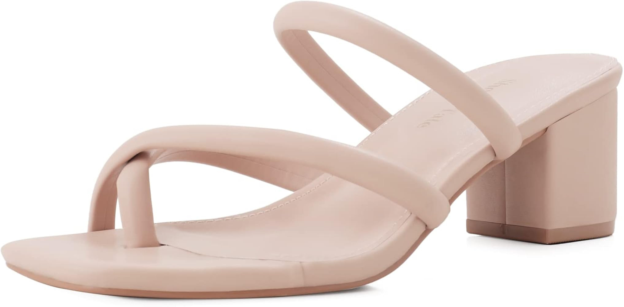 Shoe'N Tale Strappy Heels For Women Low Chunky Block Heel Heeled Sandals Square Open Toe Slip On ... | Amazon (US)