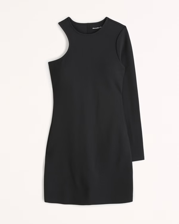 Asymmetrical One-Shoulder Ponte Mini Dress | Abercrombie & Fitch (US)