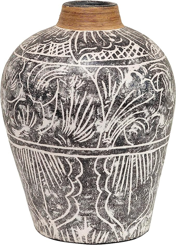 Creative Co-Op Hand-Painted Terra-Cotta Banana Leaf Rim, Black & White, Truck Ship (Each One Will... | Amazon (US)