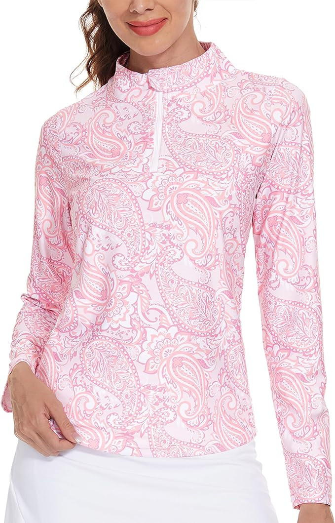 M MOTEEPI Womens Golf Shirt Long Sleeve Athletic Quarter Zip Pullover Sun Protection with Pocket | Amazon (US)