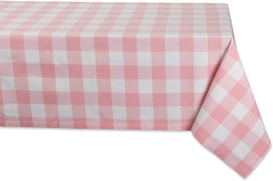 DII Buffalo Check Collection, Classic Farmhouse Tablecloth, Tablecloth, 60x104, Pink & White | Amazon (US)