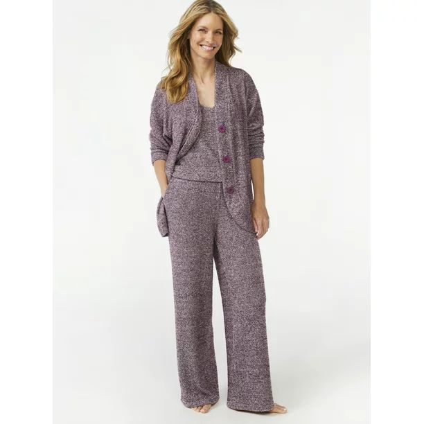 Joyspun Women's and Women's Plus Chenille Tank Top, Pants and Cardigan, 3-Piece Set, Sizes up to ... | Walmart (US)