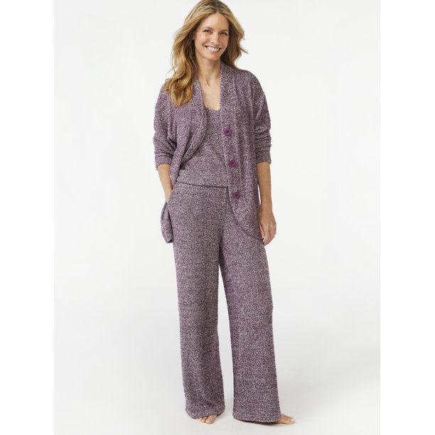 Joyspun Women's and Women's Plus Chenille Tank Top, Pants and Cardigan, 3-Piece Set, Sizes up to ... | Walmart (US)